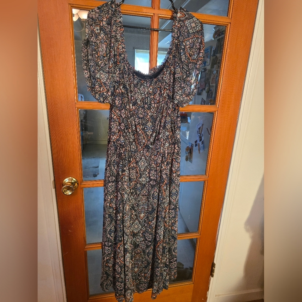 Midi Mesh Off Shoulder Floral Bohemian Maxi Dress NWT